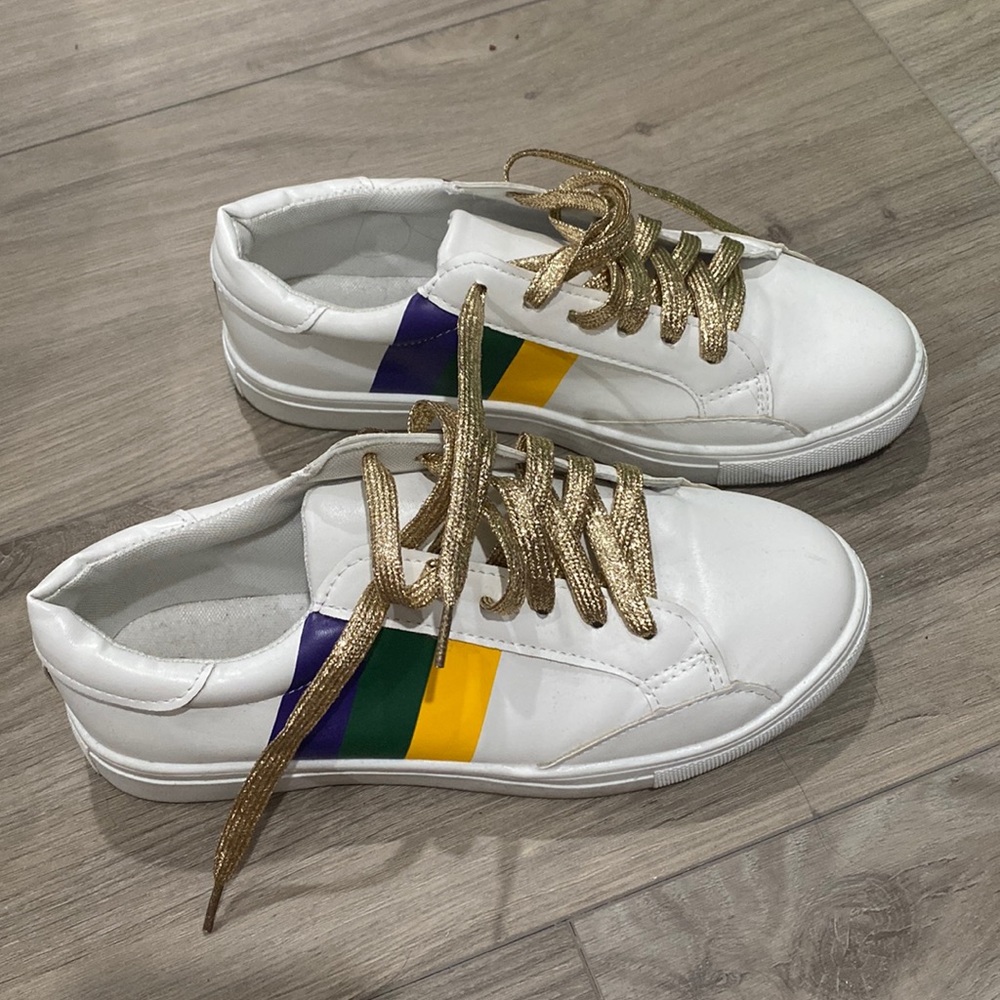 Mardi Gras Sneakers with Gold Laces